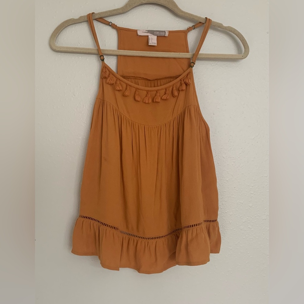 Forever 21 Mustard Yellow Tassle Tank Top
